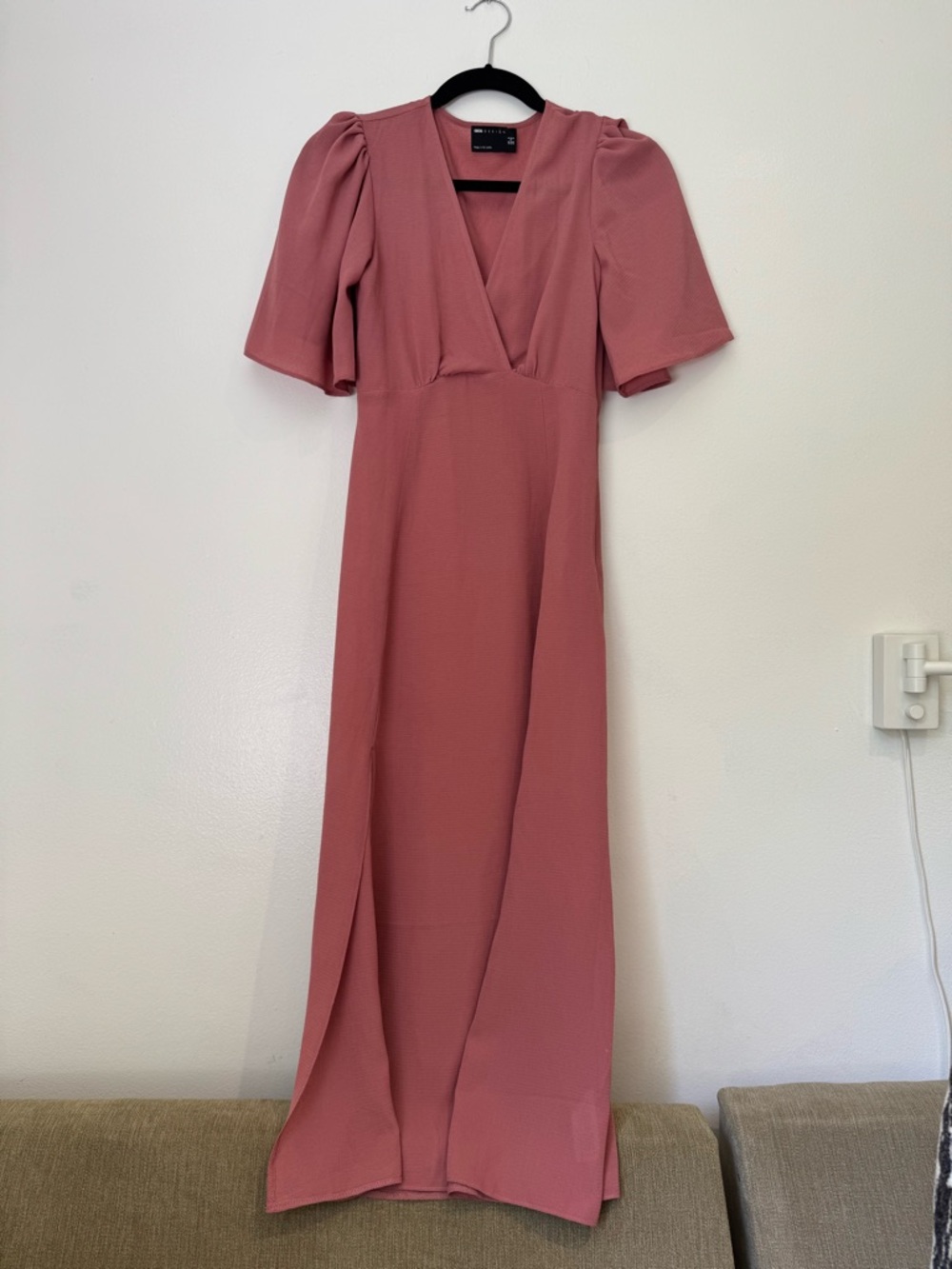 ASOS Wedding Guest Elegant Mauve V-Neck Maxi Dress